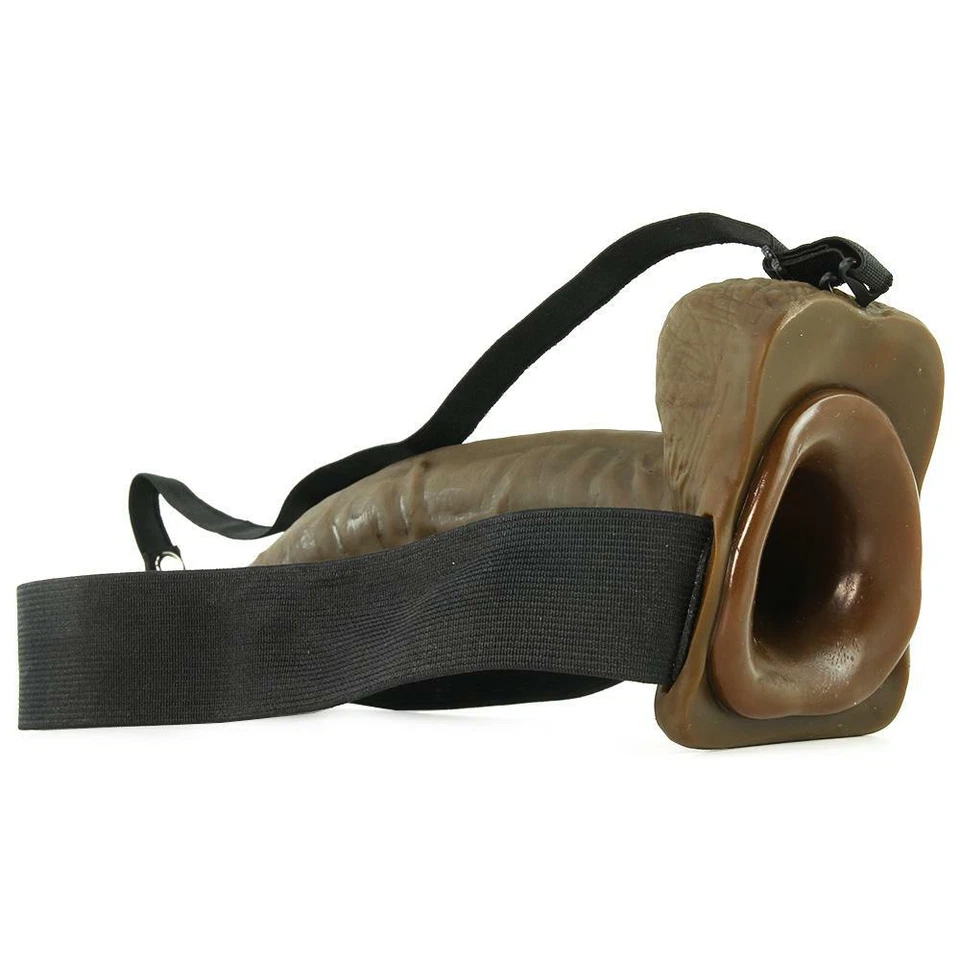 Fetish Fantasy Vibrador 9" Correa Hueca Con Bolas, Marrón Foto 3 de 4