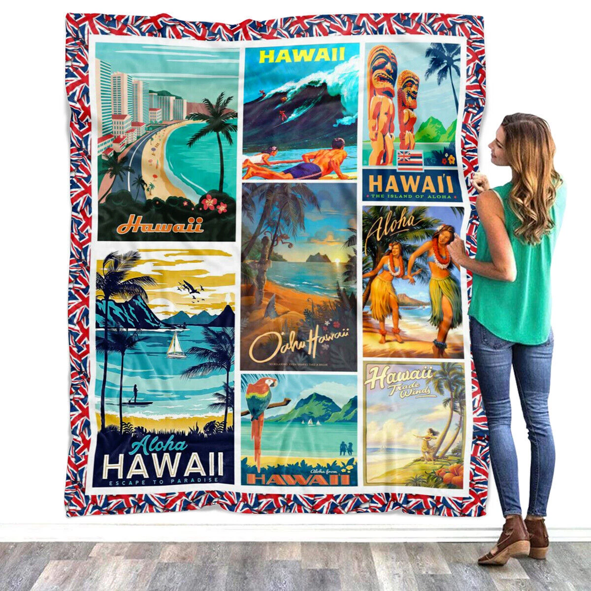 Hawaii Blanket Hawaiian Culture History Fleece Sherpa Blanket