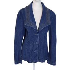 Metro Style Jean Jacket Size 14 Stretchy Fitted Denim Jacket