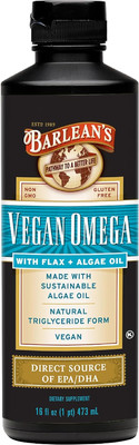 Vegan Omega Liquid Flax and Algae Oil Plant Based EPA DHA Supplement from Alg...