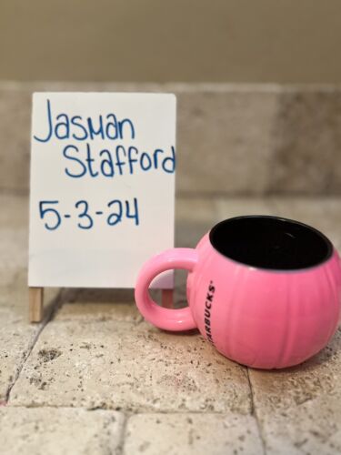 NWT Starbucks Fall 2023 Halloween Neon Pink Pumpkin Ceramic Mug Coffee Cup New - Picture 1 of 1