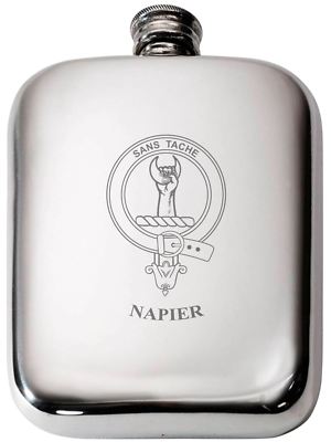 Napier Scottish Clan Crest Name Zinn Flachmann 6oz