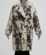 $2795 Becagli Women's Gray Cappotto Lungo Curly Faux Fur Long Coat Size 44