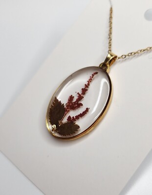 Handmade resin necklace,floral,stainless steel,mother's day,unique gift for her