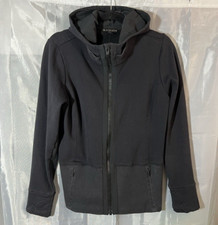 ATHLETA Full Zip Fleece Hoodie Women's Size Medium Black Athleisure Thumb Holes