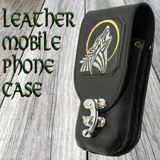 Mobile Cell Phone Pouch Wolf Wallet Belt Leather Holster Biker Moon Twilight