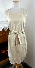 Calvin Klein Slvls Khaki Cotton Spandex Beige Belted Dress Zip Pockets Rivets 4