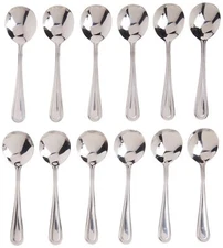 12piece Dots Bouillon Spoon Set 180 Stainless Steelsilver