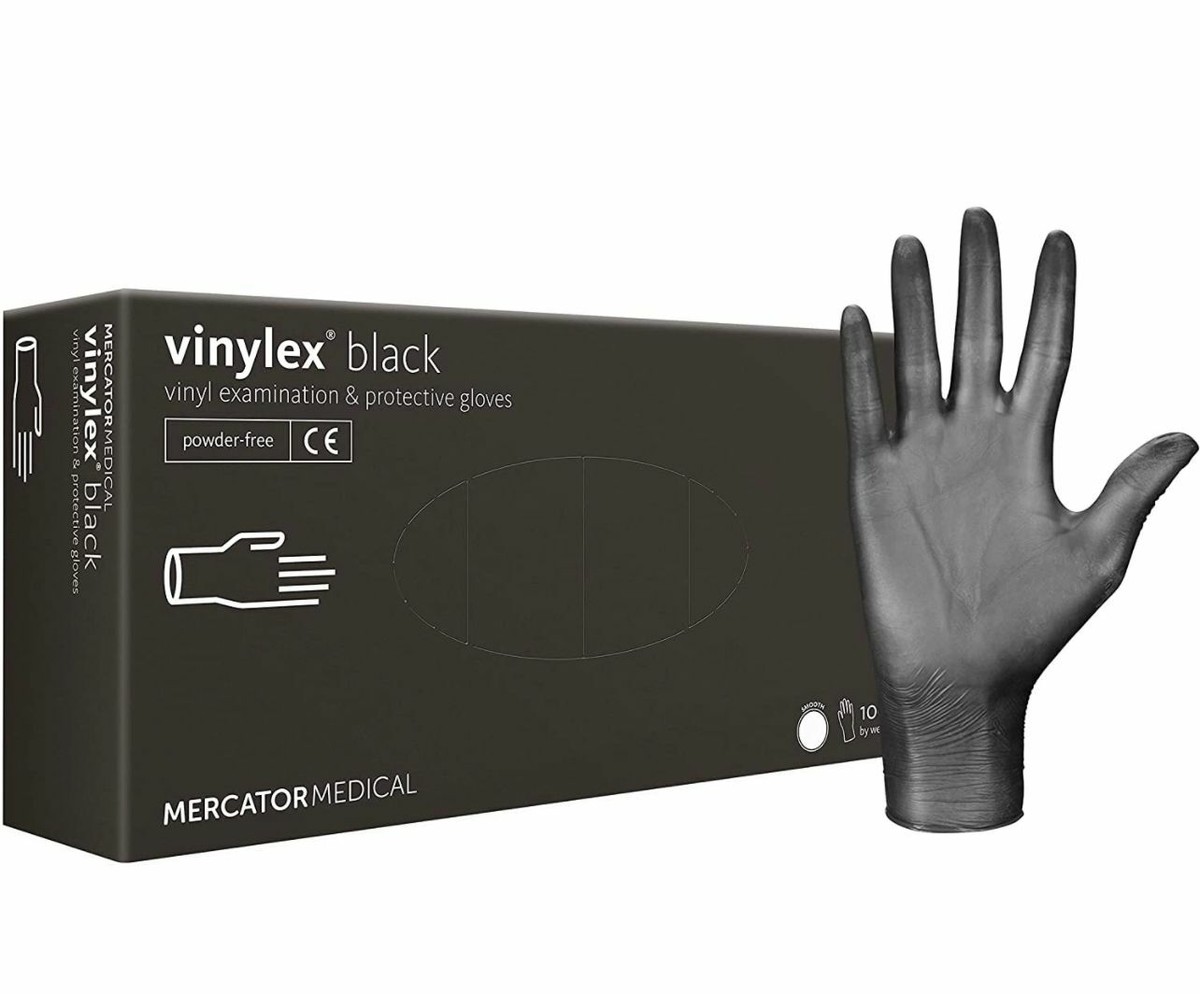 Mercator Black Vinyl Black Disposable Vinylex, Black and