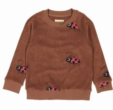 Hugo Loves Tiki Terry Sweatshirt Brown Ladybug Size 12-18 Months Pullover