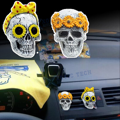 Daisy Flower Skull Car Air Fresheners Vent Clips Diffusers with Fragrance Pad
