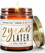 2 Year Anniversary Gifts for Her - '2 Year Later' Candle w/Sandalwood Rose - ...
