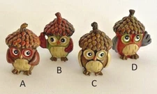 Ganz Little Wise Owl Figurine w/Acorn Hat Resin + Poem Card 2"H Pick 1