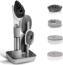 Dish Cleaning Brush, Soap Dispensing Dish Brush Set with 4 Replacement Heads and