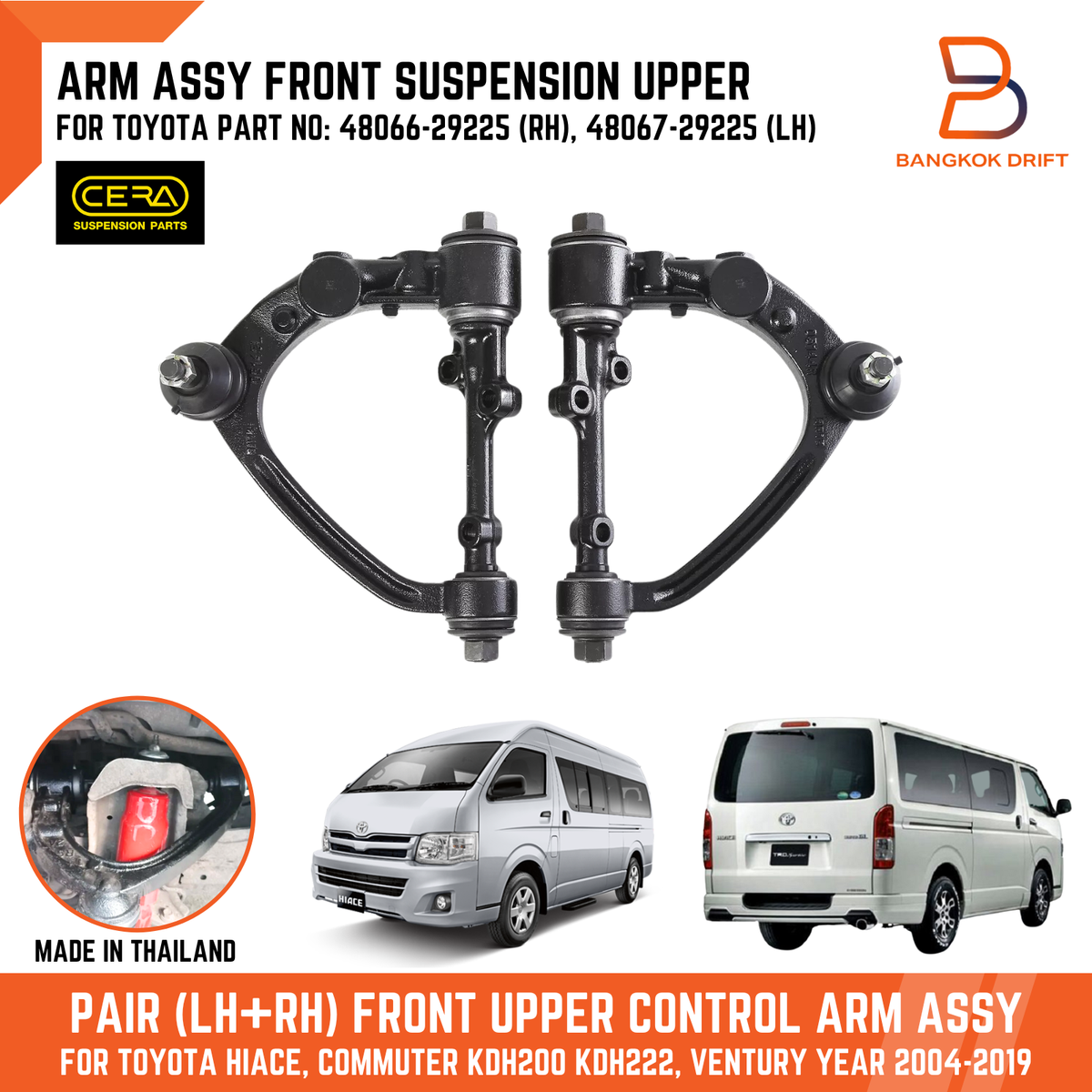 Toyota Hiace Commuter H200 KDH222 Ventury Pair Upper Control Arm