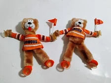 2 x Vintage BRONCOS nfl official suction cup window Plush BEARS RUSS Denver rare