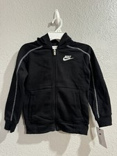 Nike Little Kids Zip Up Logo Embroidery Hoodie Black Size 6 Free Shipping