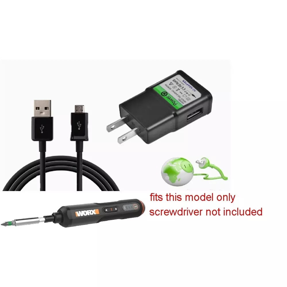 10 FT C Fast Charger Set for 4V Worx WX240L 4V 3 Speed Cordless
