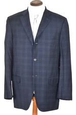 Minty Ginaluca Isaia Napoli Super 130s Navy Windowpane Jacket Coat Slim 42 R L