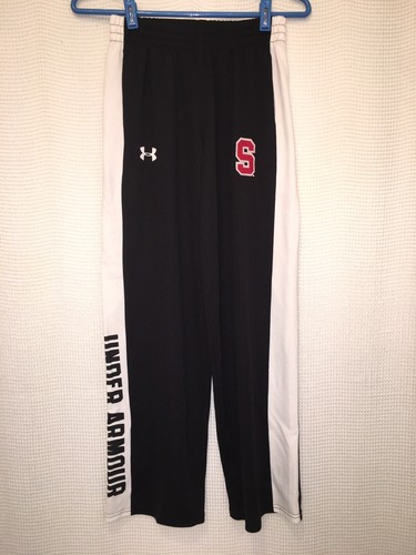 Stanford Under Armour Gym Athletic Pants Youth Large Loose Black White Stripes - Picture 1 of 7