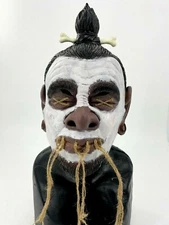 Shrunken Head Mask Tsantsa African Tribal Leader Costume Accessory Voodoo Head