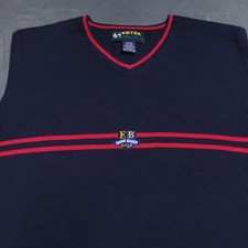90s EBtek Eddie Bauer Golf EBGolf Large Sweater Vest Outdoor Camp Grandpa USA