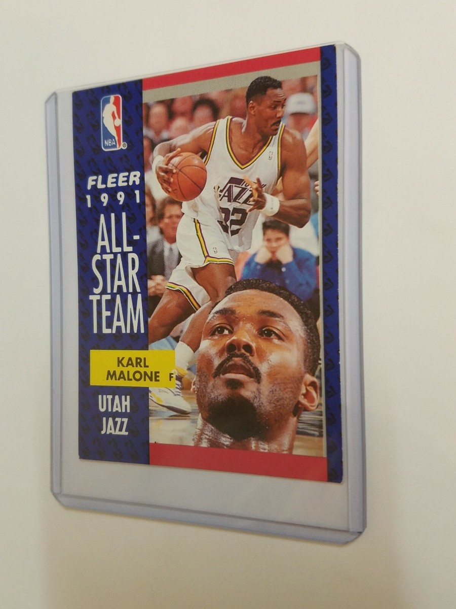 rare fleer basketball cards Rare Fleer 1991 All Star Team Karl Malone Utah Jazz NBA Basketball Card