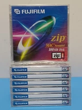 New▪︎Lot OF 7 Fuji Fujifilm Zip 100 MB Disc Mac Formatted▪︎FACTORY SEALED 
