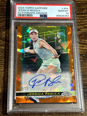 ジェノ We Go Up パスポート トレカ JESSICA PEGULA 2024 Topps Chrome Tennis Sapphire Orange AUTO /25