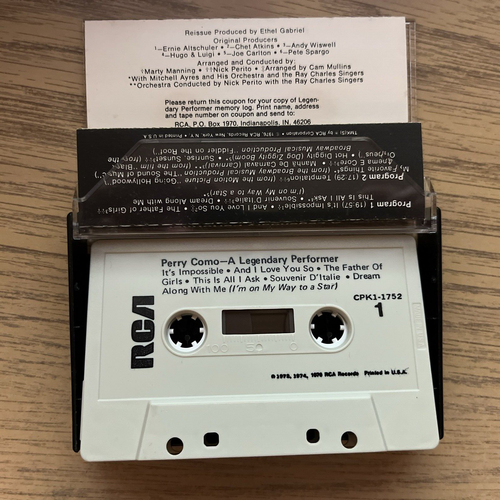 Perry Como - A Legendary Performer (RCA, 1976, CPK1-1752) Cassette Tape - Picture 5 of 7