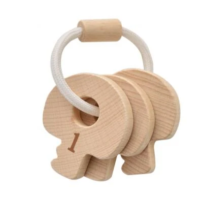 Juliana Bambino Wooden Teether Keys Toy Rattle Baby Gift From Birth