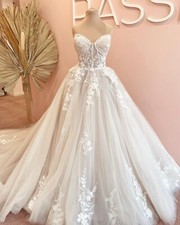 Customize Boho lace wedding gown,Princess bridal robe,Strap trail bridal dress