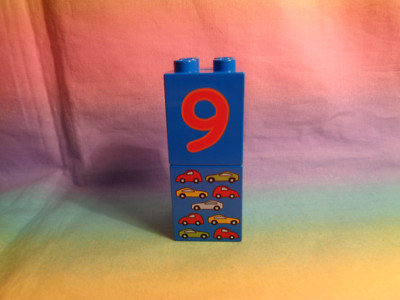 LEGO Duplo Replacement Number 9 Blue Counting Picture Matching Bricks 2 X 2 Dot