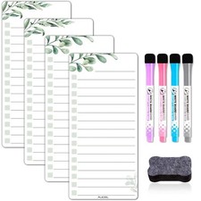 4 Pcs Magnetic Whiteboard Planner for Fridge Refrigerator To Do List Board