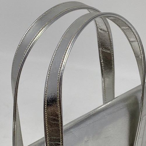 vintage manom hand Bag Made In italy Silver Tome 2 Strap Snap Clutch - Picture 5 of 20
