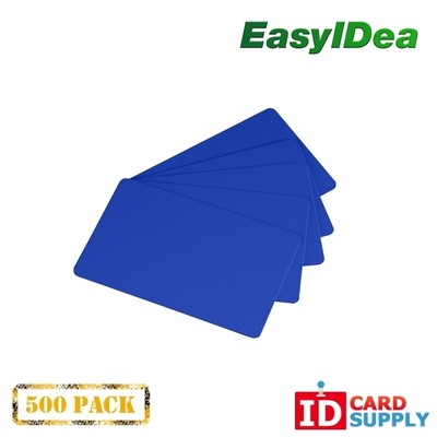 Pack of 500 Hospital Blue CR80 Standard Size PVC Cards | 30 mil Thickness by eas