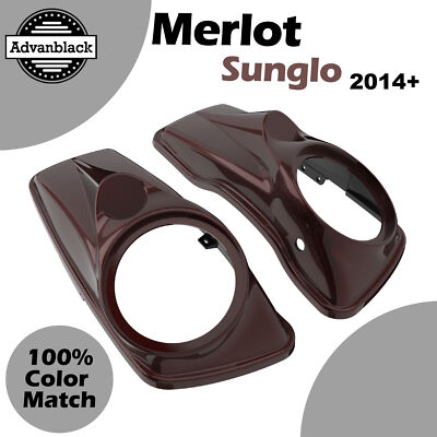 MERLOT SUNGLO For Harley Touring 14+ Advanblack 8'' Saddlebag Speaker Lids