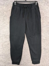 Members Mark Pants Women Medium Black Knit Active Jogger Cuffed Hem Zip Pocket