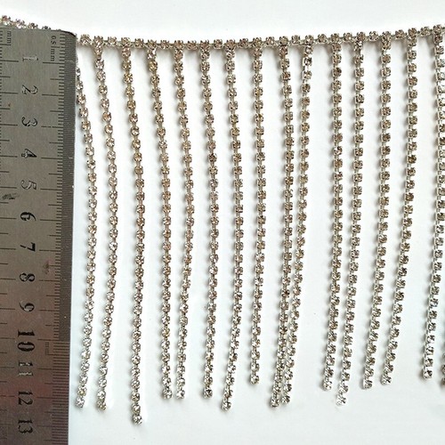 1 Yard Rhinestone Crystal Chain Fringe Trimming Dress Garment DIY Sewing Craft - Picture 5 of 15