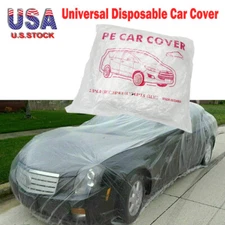 Universal Clear Disposable Car Cover Plastic Garage Rain Dust Proof Protection