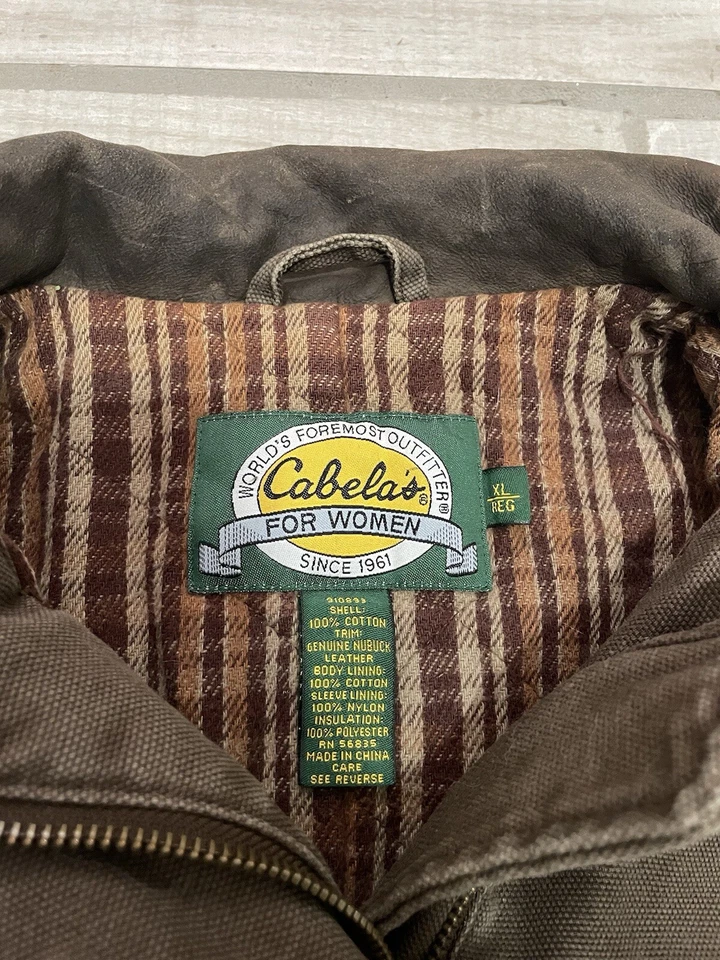 Cabelas Women’s  XL Chore Work Jacket Flannel Lined Canvas Barn Brown - Image 2 of 4