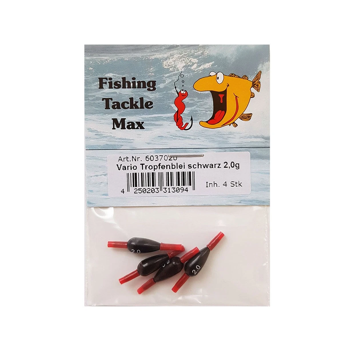 4 Piombi A Goccia Con Tubo Da 2,2g - Piombi Da Pesca FTMax - Per Posa E Stippa, Colore Nero