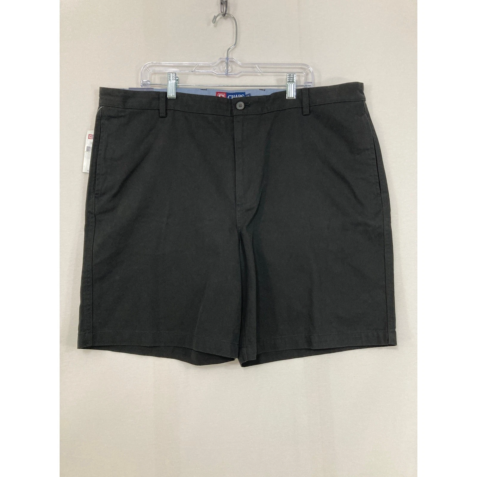 New Chaps Mens Chino Shorts size 42 Black Flat Front Cotton Casual