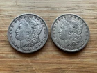 US Morgan Silver Dollars 2 coins circulated details Pre 1904 Lot TU16