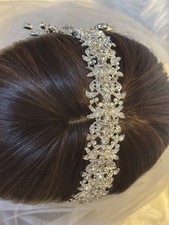 Bridal or Flower Girl Head piece, Headband, Silver, NEW, Crystals, OOAK In USA
