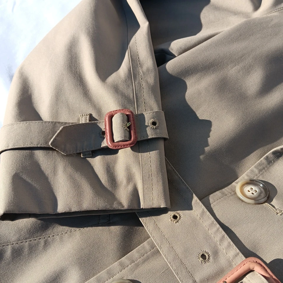 Vintage Brooks Brothers Coat Mens 36 Reg Tan Trench Rain Belted Wool Liner - Image 3 of 4