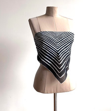 1960s 1970s Mod Geometric Abstract Black White Scarf Cotton Summer Palm Royale