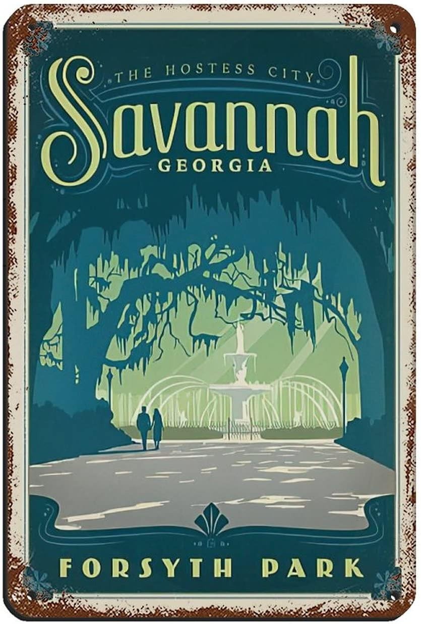 Retro Vintage Savannah Georgia Tin Sign Metal Wall Art 8