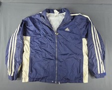 Vintage Adidas Jacket Mens Medium Blue Windbreaker Track Full Zip Mock Neck Y2K