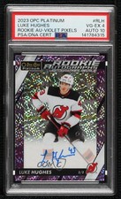 2023 O-Pee-Chee Platinum Rookie Violet Pixels 22/99 Luke Hughes PSA 4 Auto 17nu